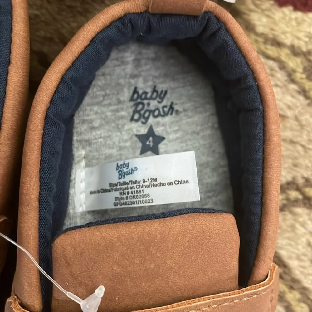 NWT Baby B’gosh Brown/Tan Kids soft penny loafer Shoes Size:4 (9-12M) Soft Steps